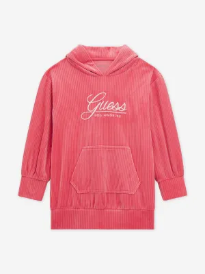 Guess Girls Corduroy Hooded Dress in Pink