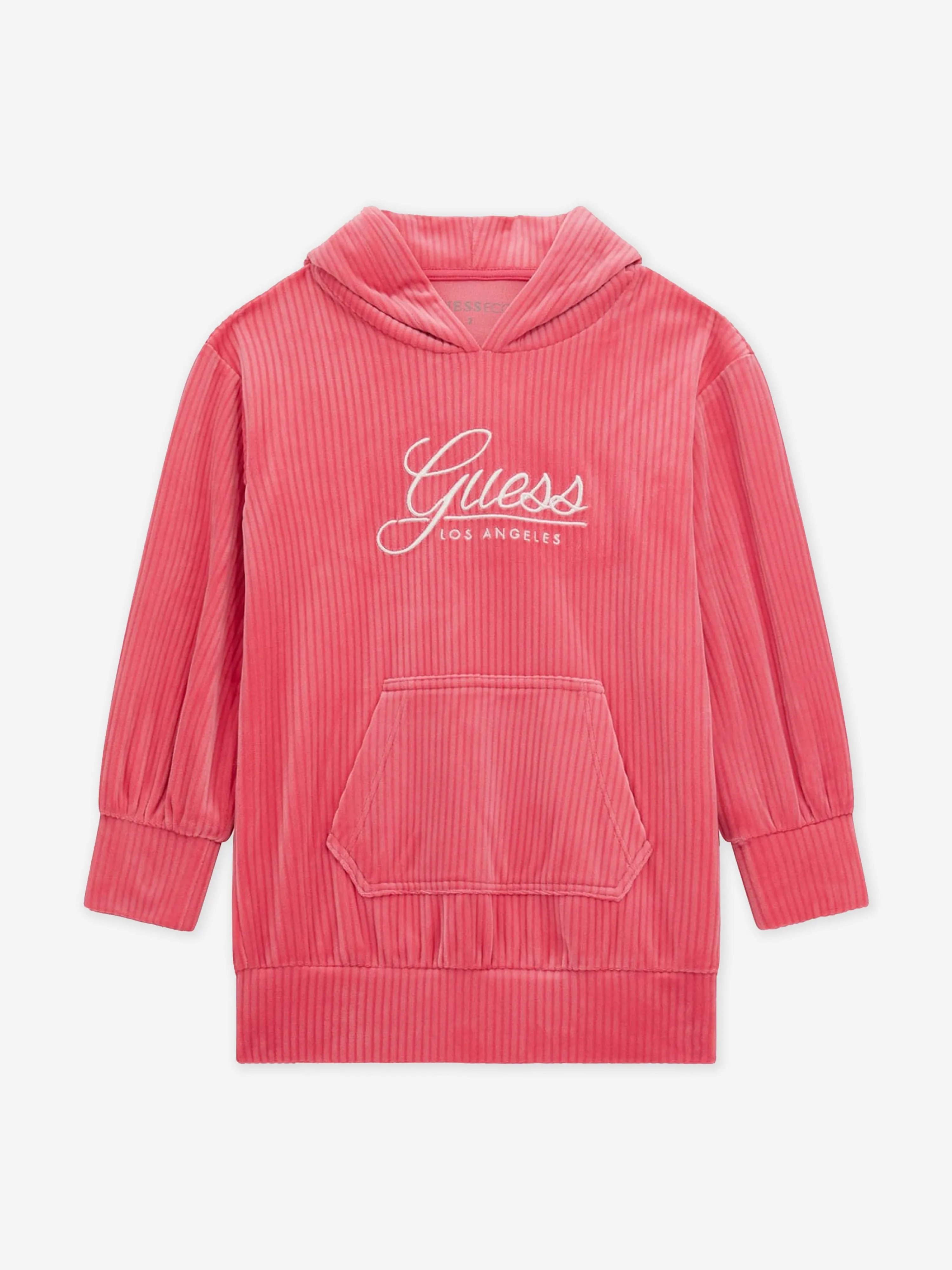 Guess Girls Corduroy Hooded Dress in Pink