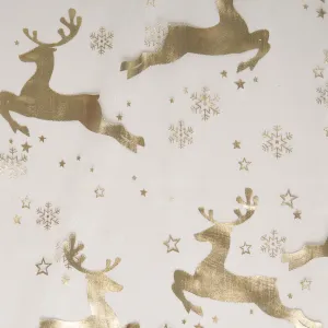 Holiday Organza Foil - Reindeer - White / Gold