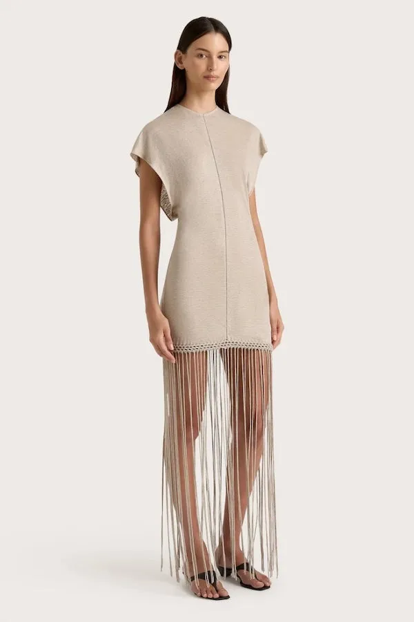 Ines Fringe Dress Oatmeal