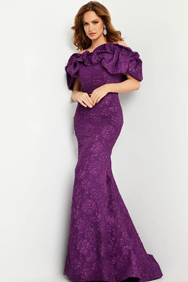 Jovani 23847 Floral Off The Shoulder Brocade Fitted Gown - Special Occasion/Curves