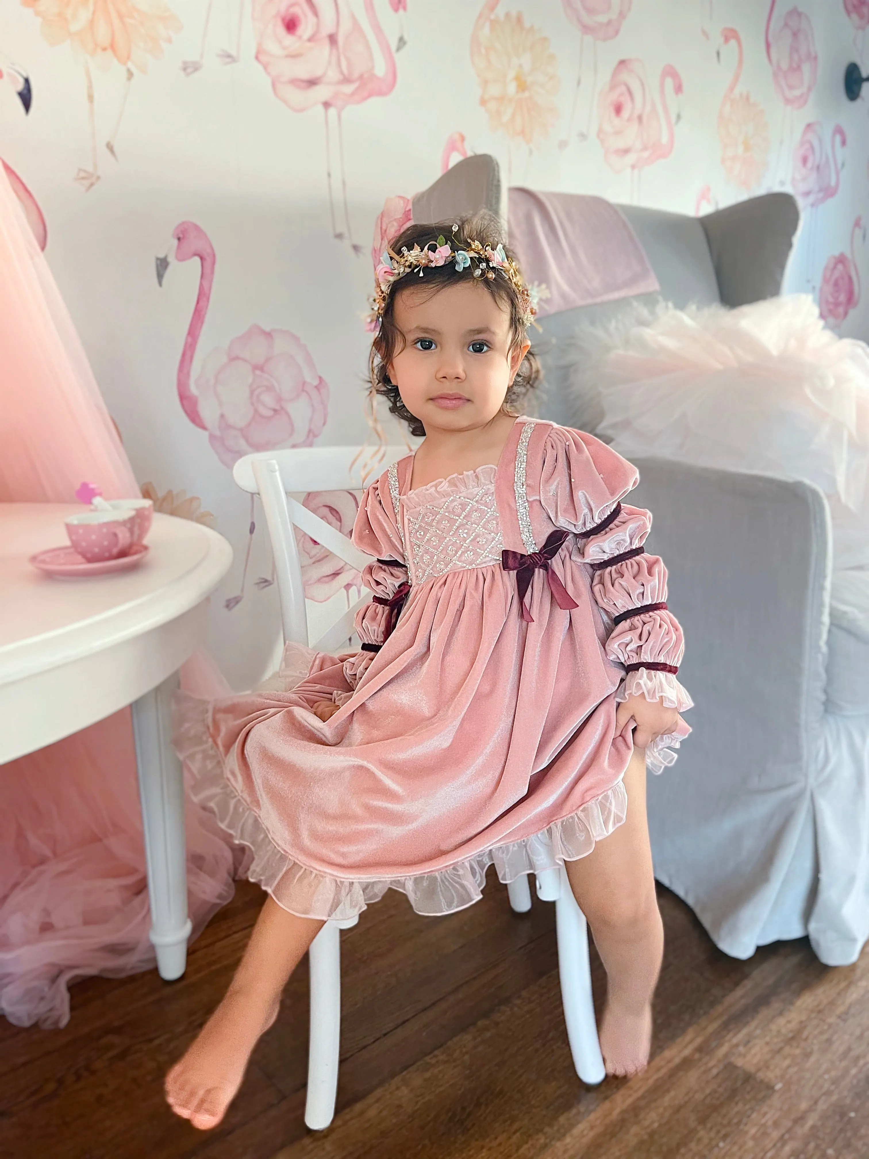 Juliette Pink Velour Dress