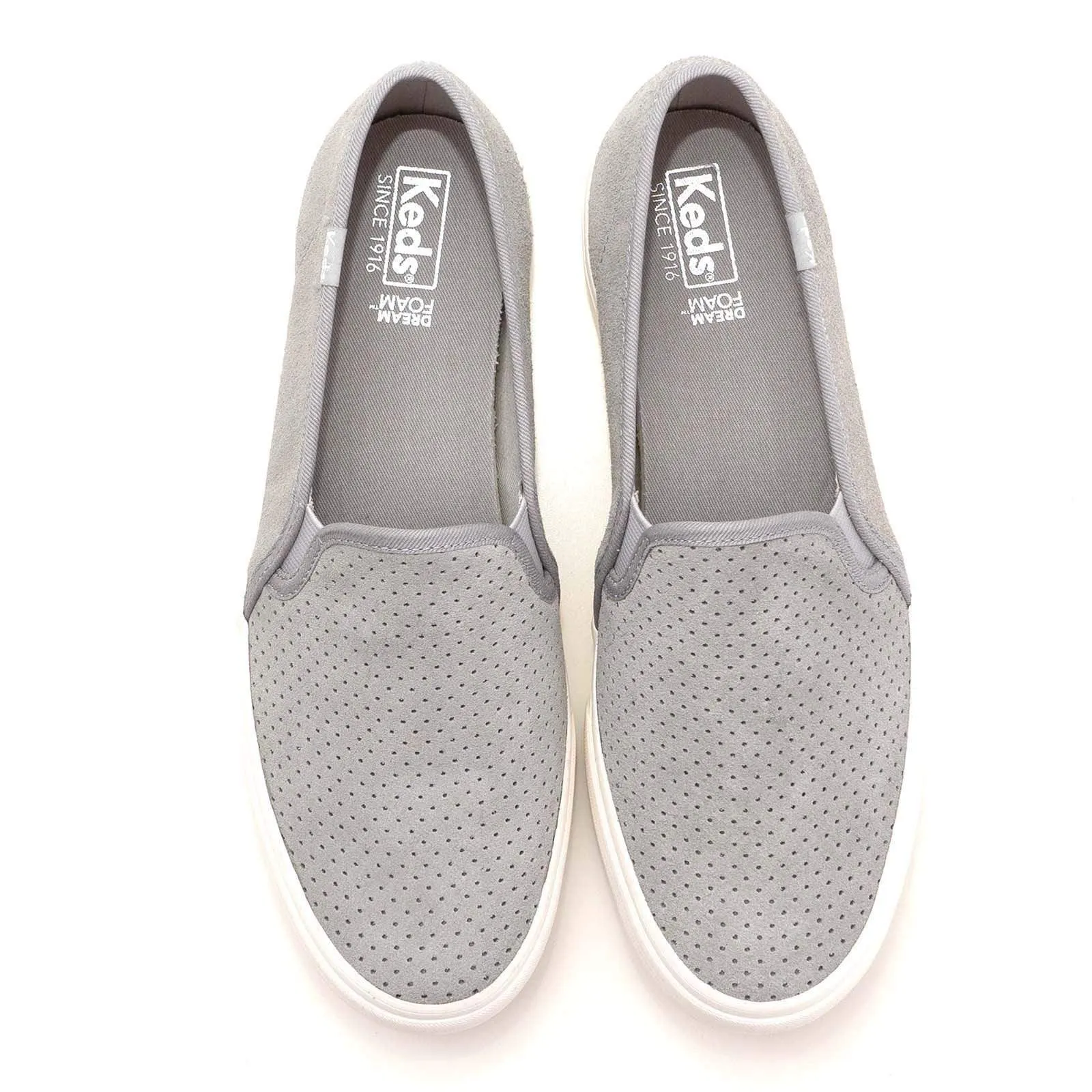 Keds Double Decker Shoes Suede Leather Grey Slip-ons Trainers