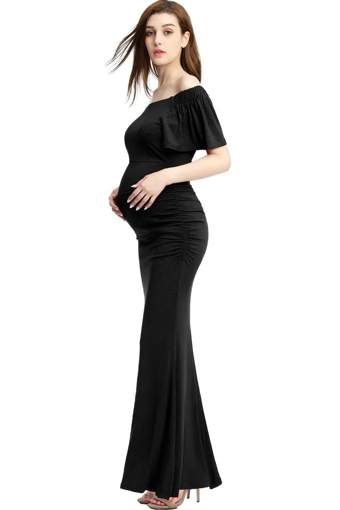 Kimi   Kai Abigail Maternity Maxi in Caviar