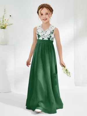 Lace Top Junior Bridesmaid Dresses Dark Green