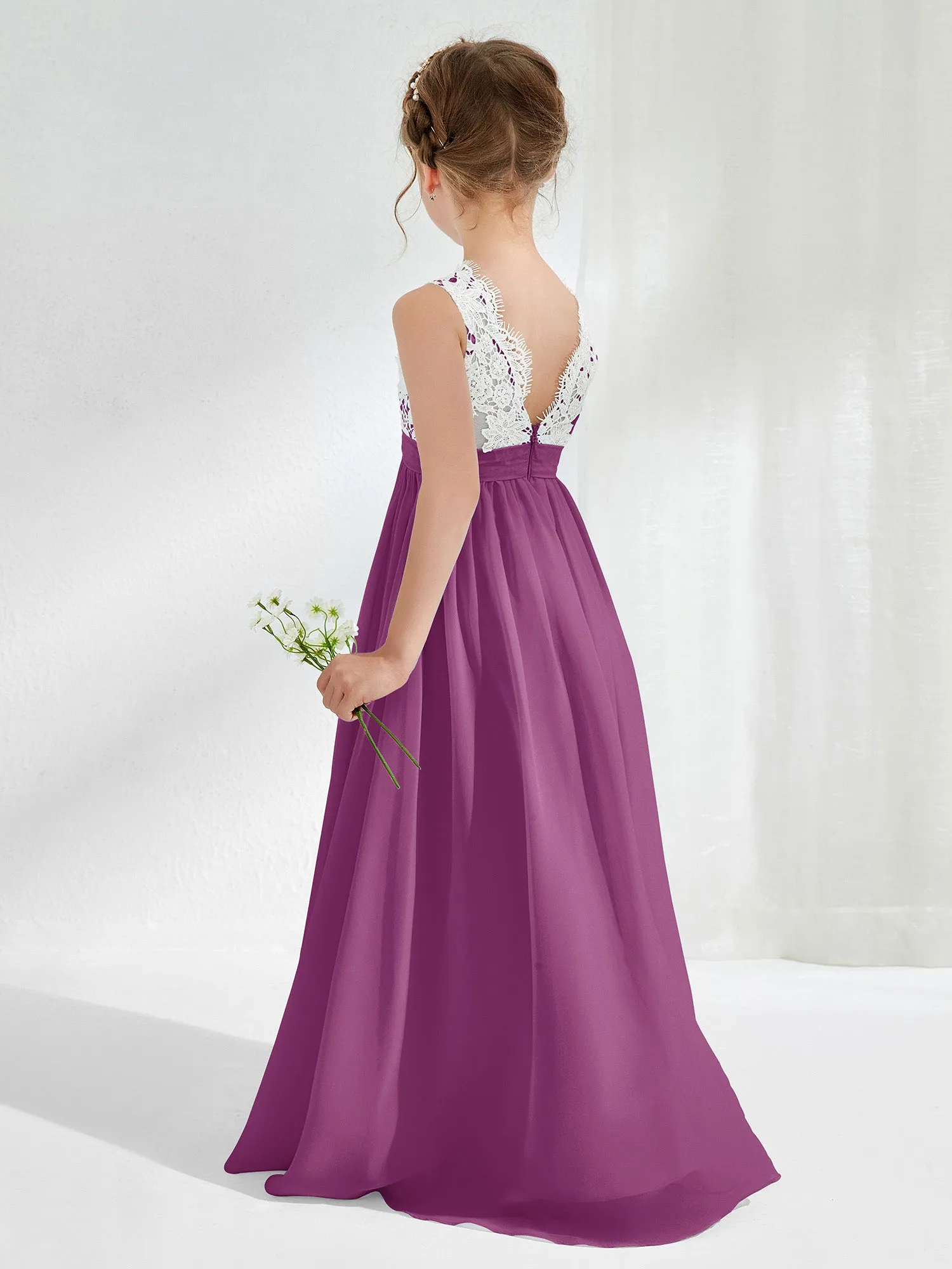 Lace Top Junior Bridesmaid Dresses Orchid