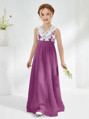 Lace Top Junior Bridesmaid Dresses Orchid