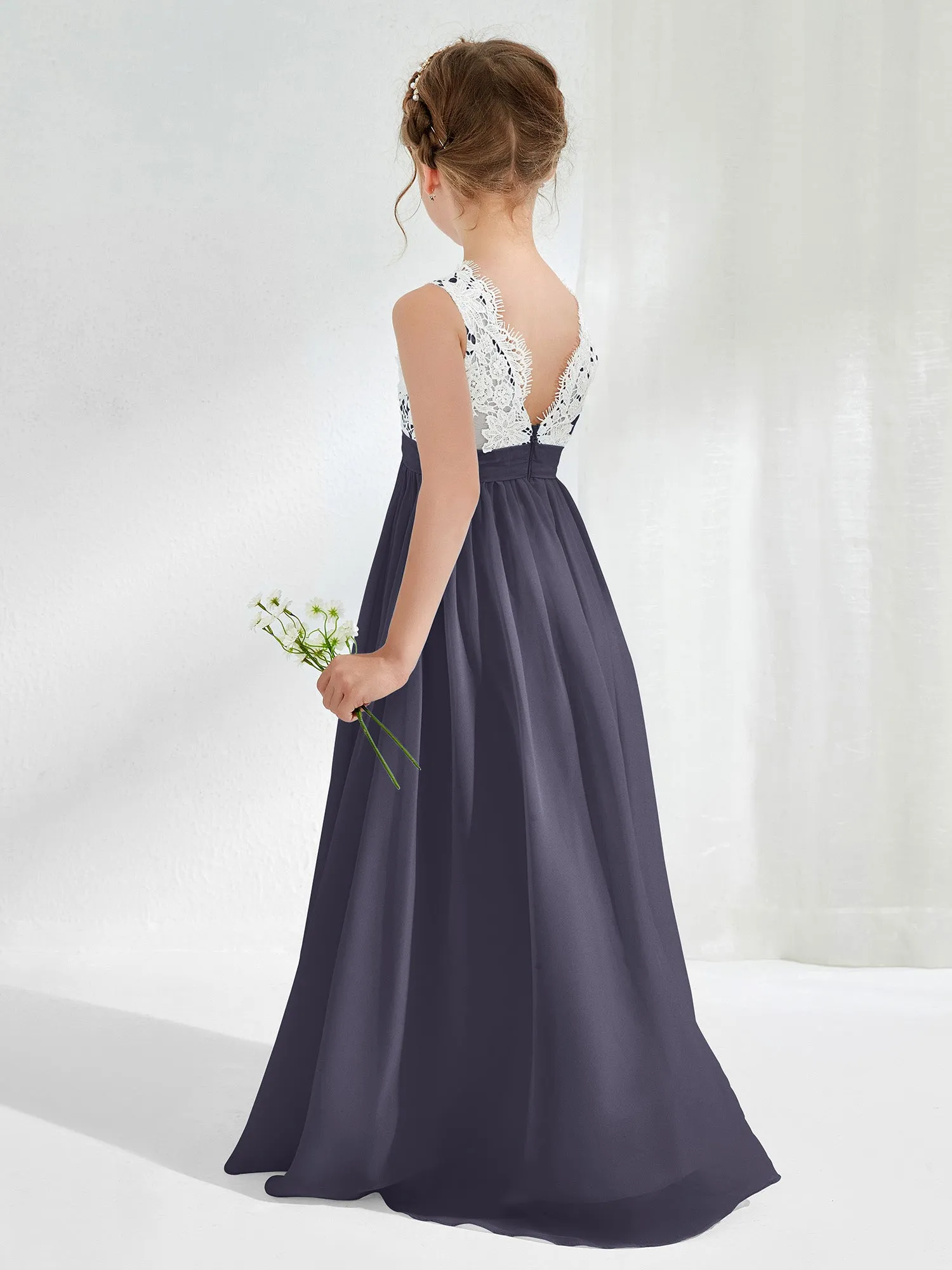 Lace Top Junior Bridesmaid Dresses Stormy