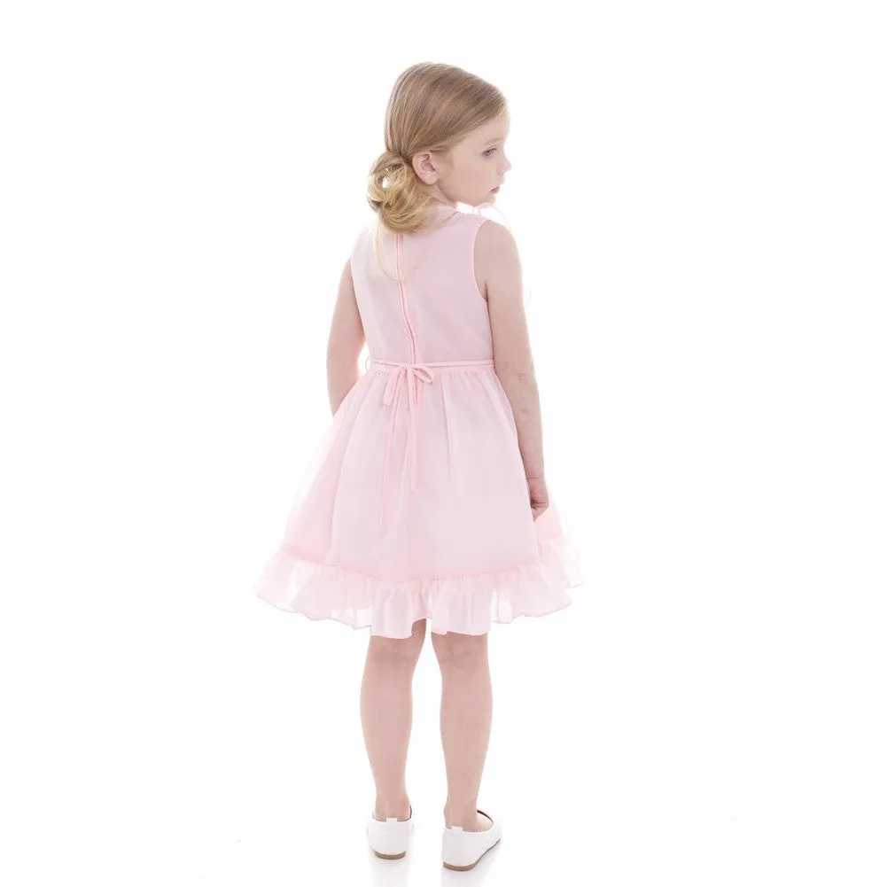 Little Girls Blush Pink Tiered Chiffon Ruffled Easter Dress 2-6