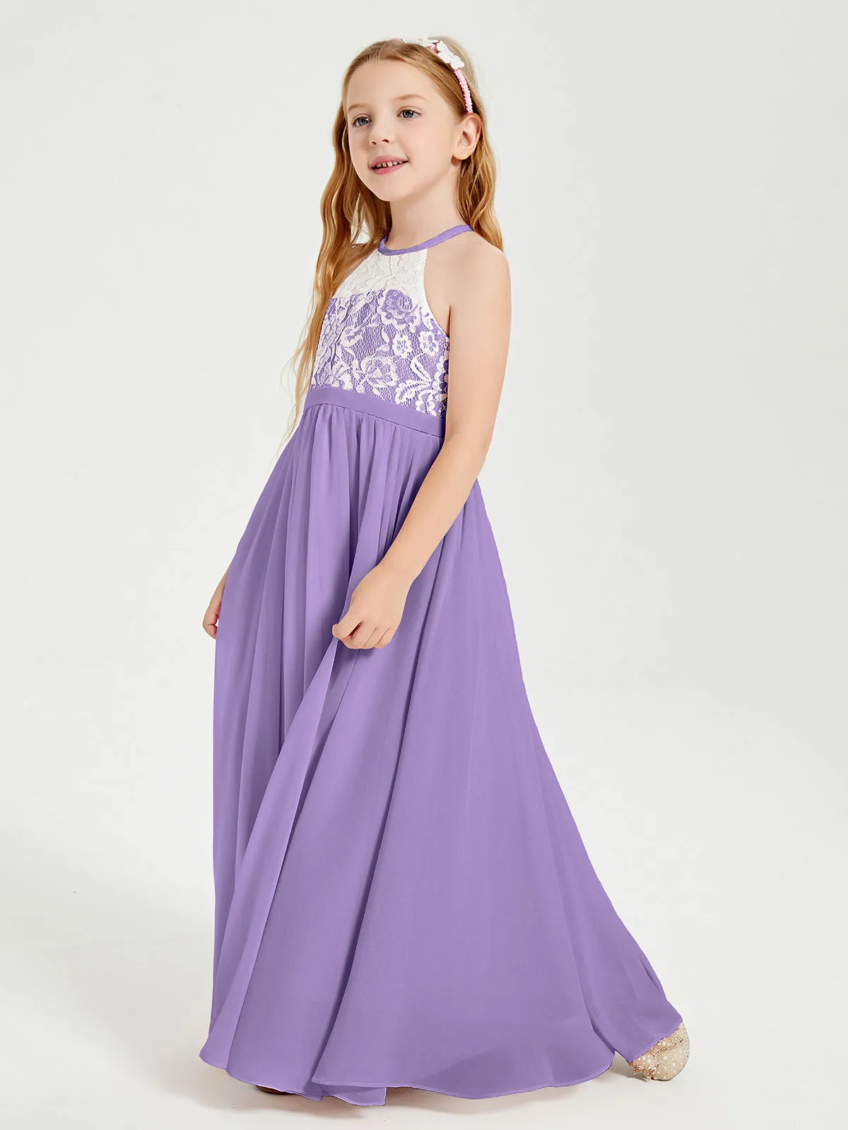 Long Chiffon Bridesmaid Dresses Lace Top Tahiti