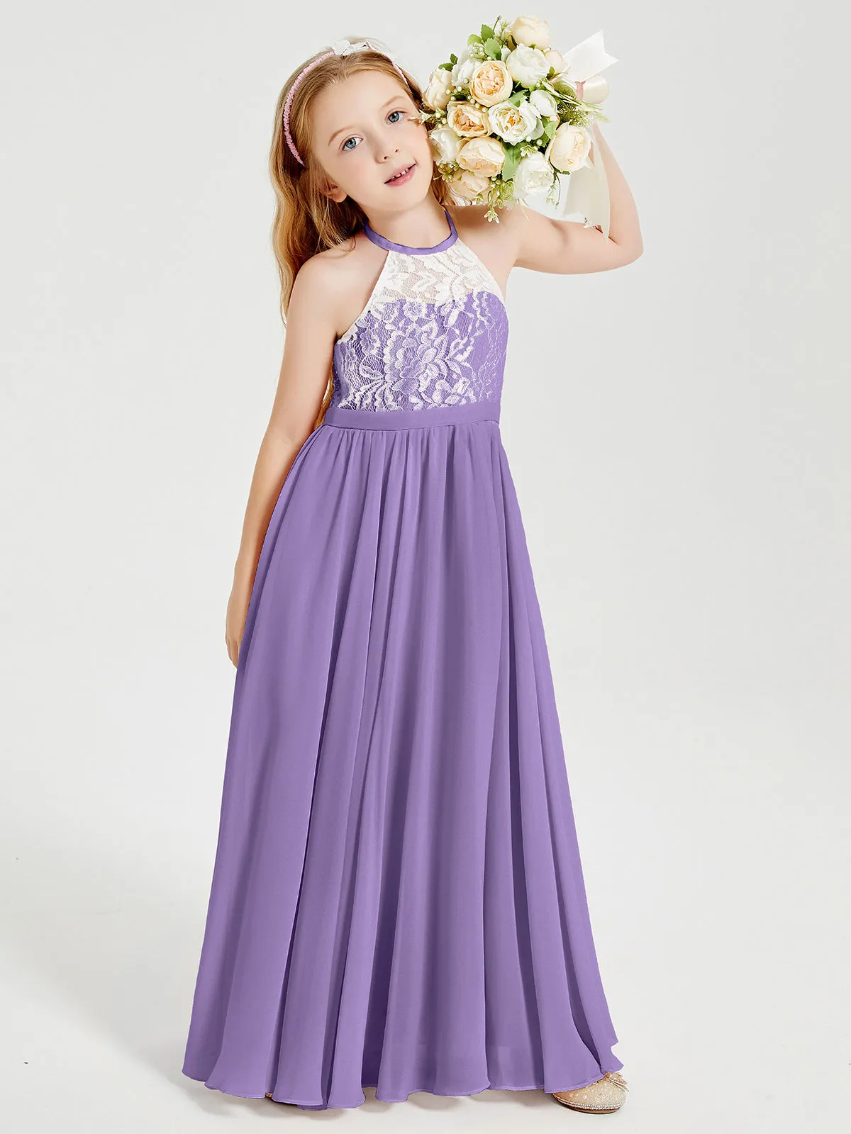 Long Chiffon Bridesmaid Dresses Lace Top Tahiti