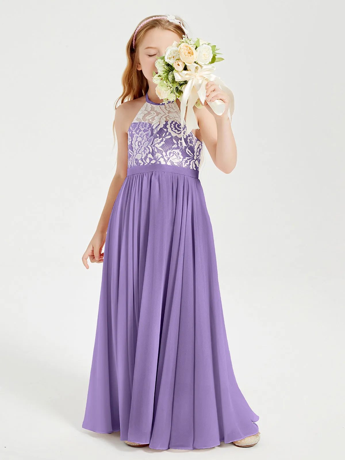 Long Chiffon Bridesmaid Dresses Lace Top Tahiti