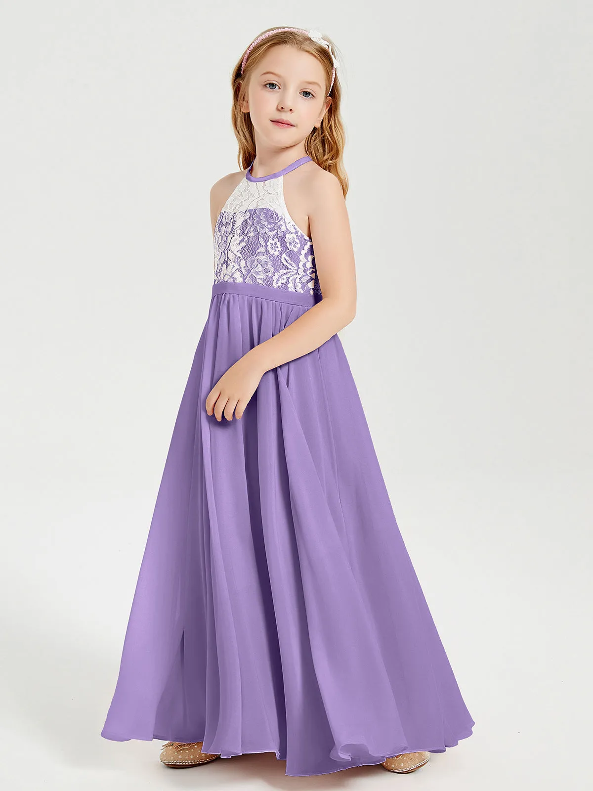 Long Chiffon Bridesmaid Dresses Lace Top Tahiti