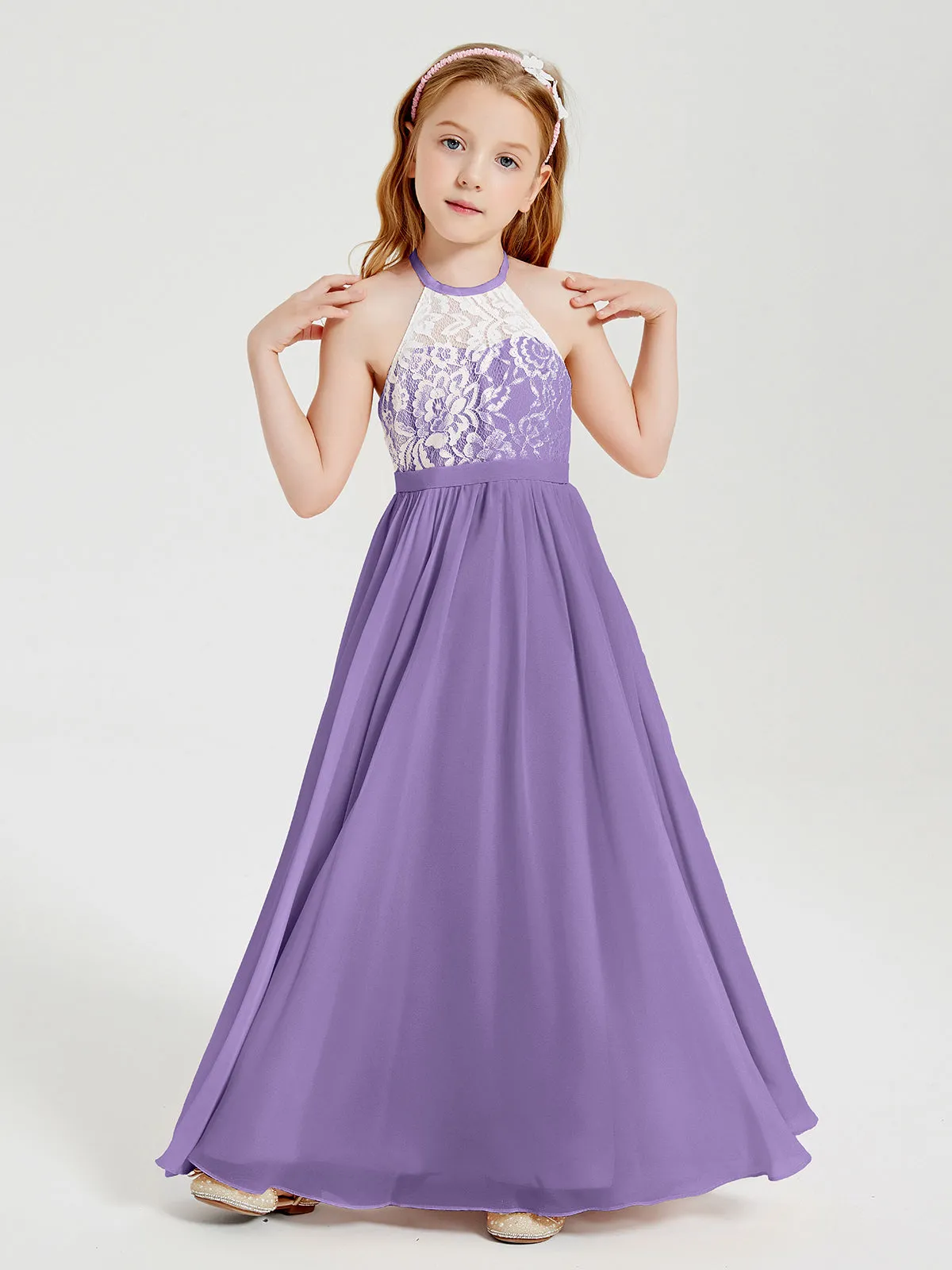 Long Chiffon Bridesmaid Dresses Lace Top Tahiti