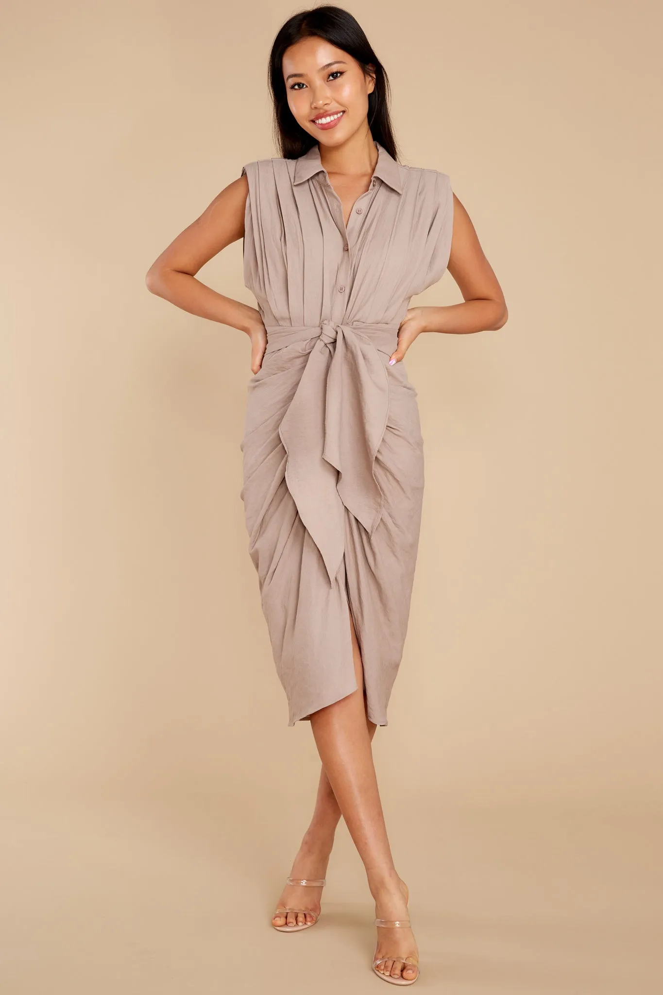 Made In Heaven Taupe Midi Dress