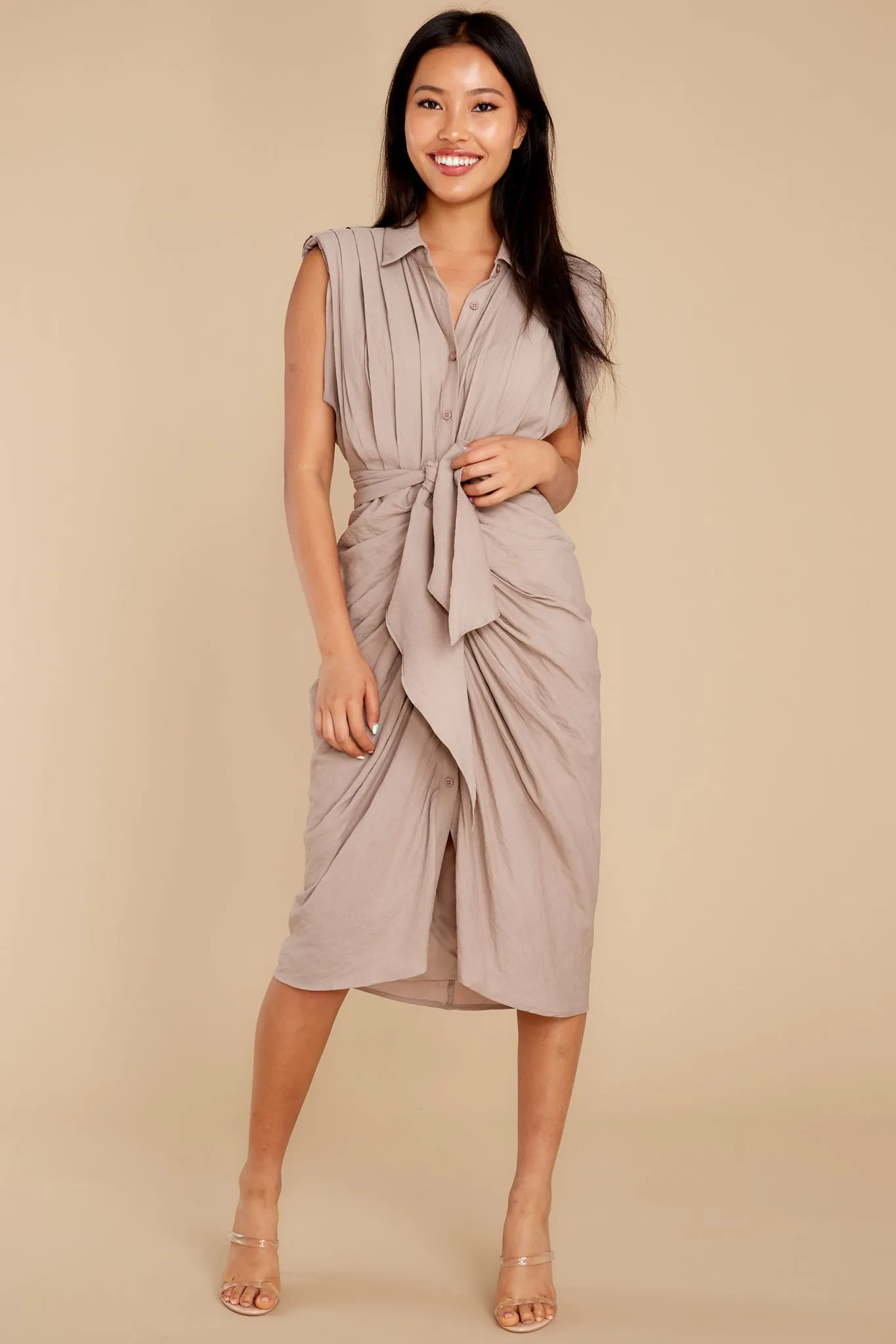 Made In Heaven Taupe Midi Dress