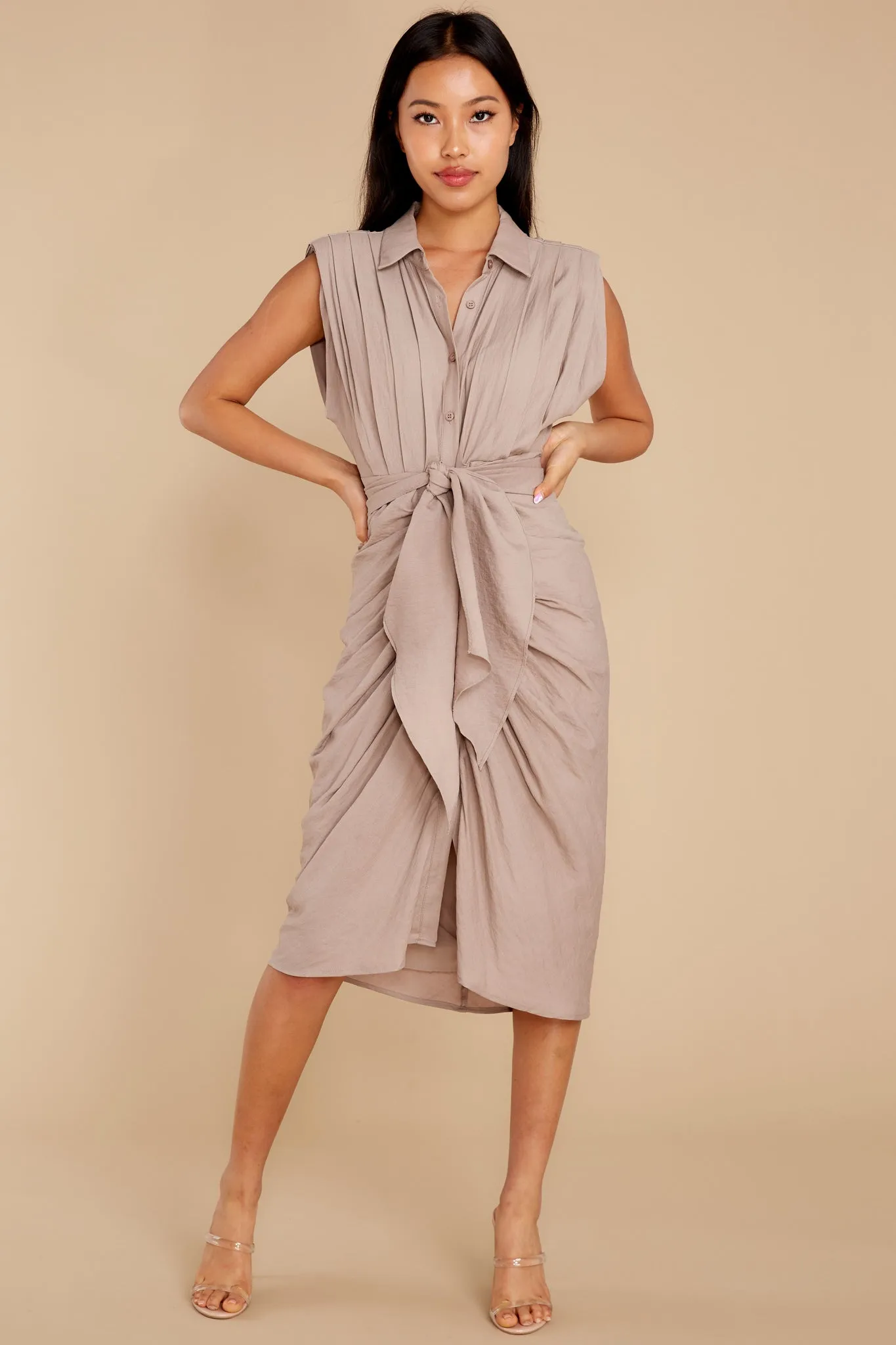 Made In Heaven Taupe Midi Dress