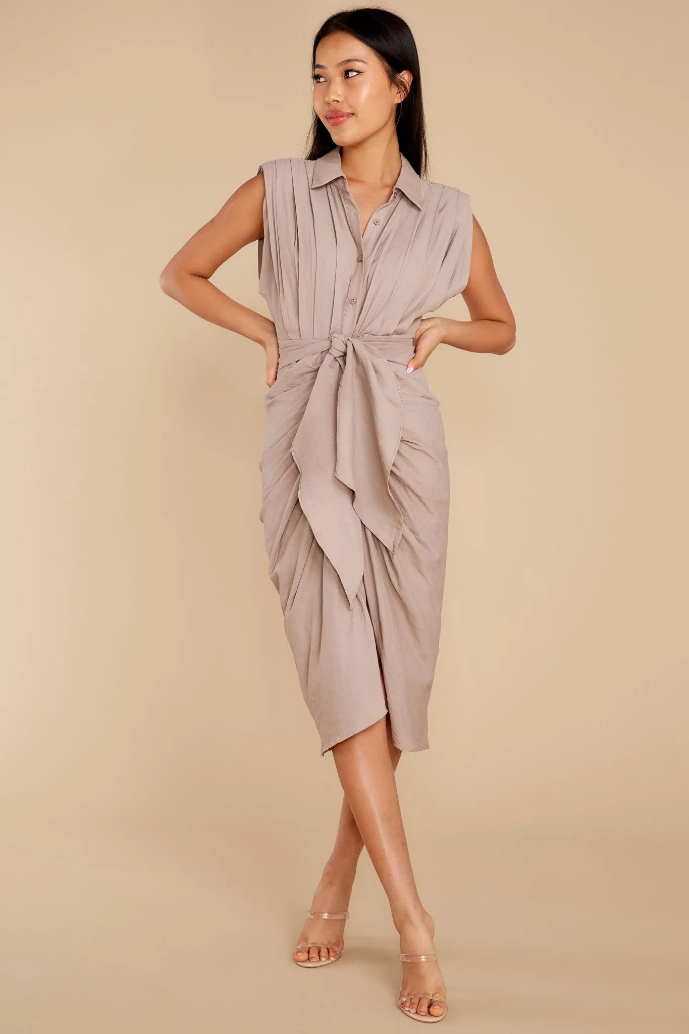 Made In Heaven Taupe Midi Dress