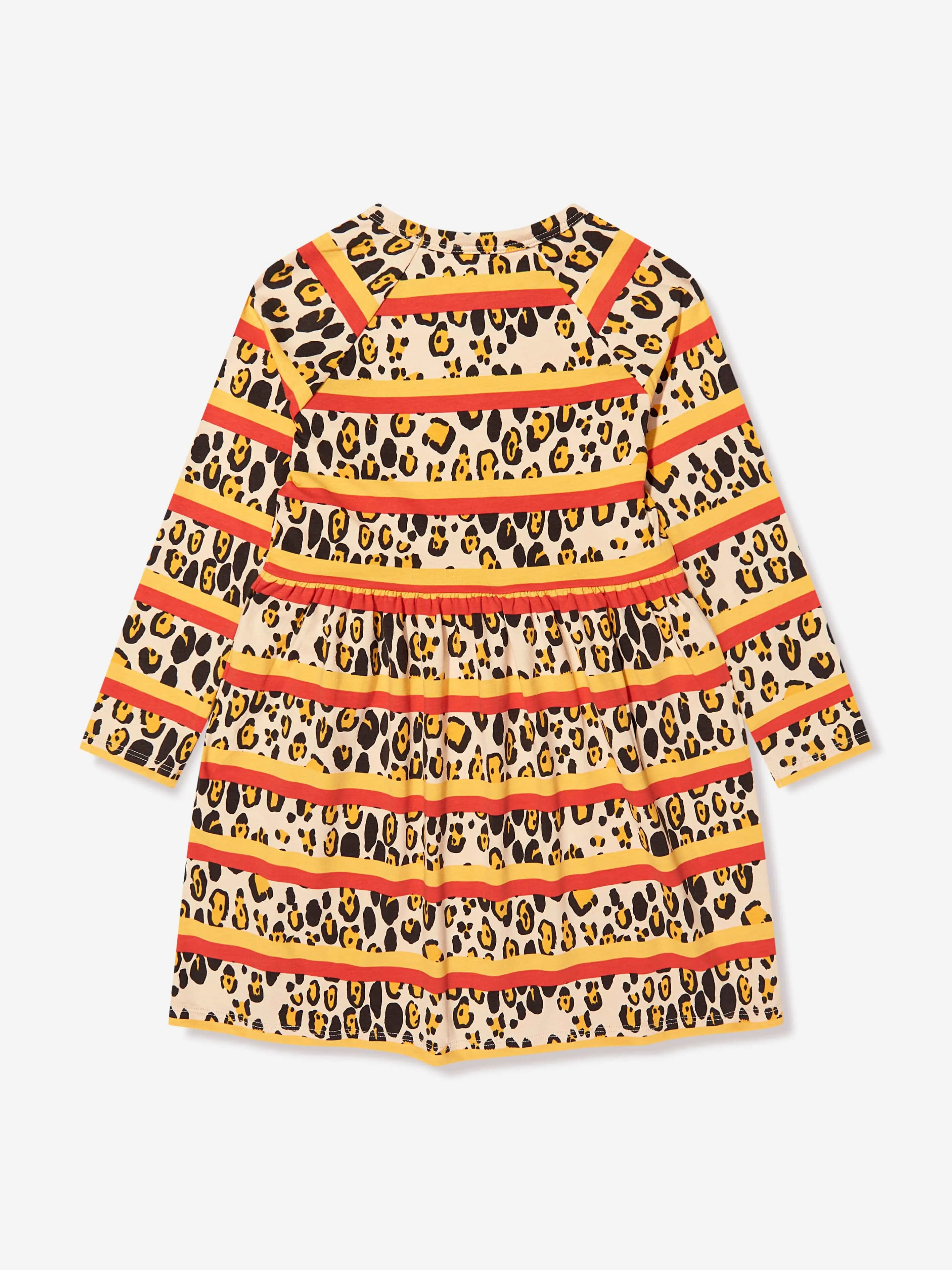 Mini Rodini Girls Organic Cotton Leopard Striped Dress in Multicoloured