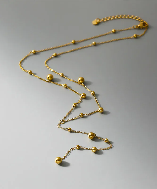 Modern Gold Stainless Steel Alloy Tassel Pendant Necklace MM083