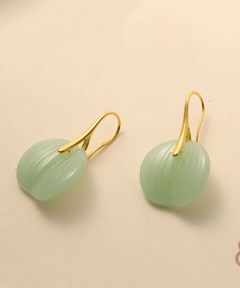 Modern Green Coloured Glaze Jade Hoop Earrings