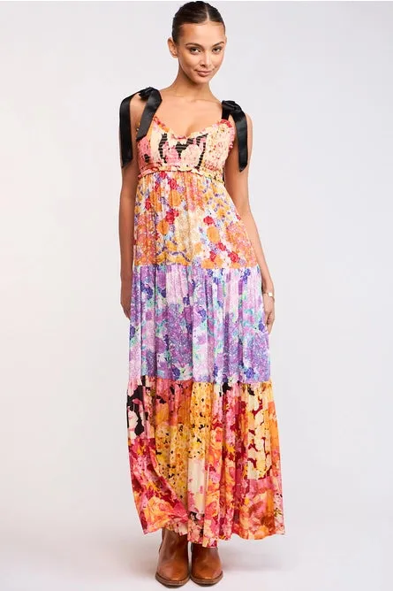 Multi Floral Tie Strap Maxi