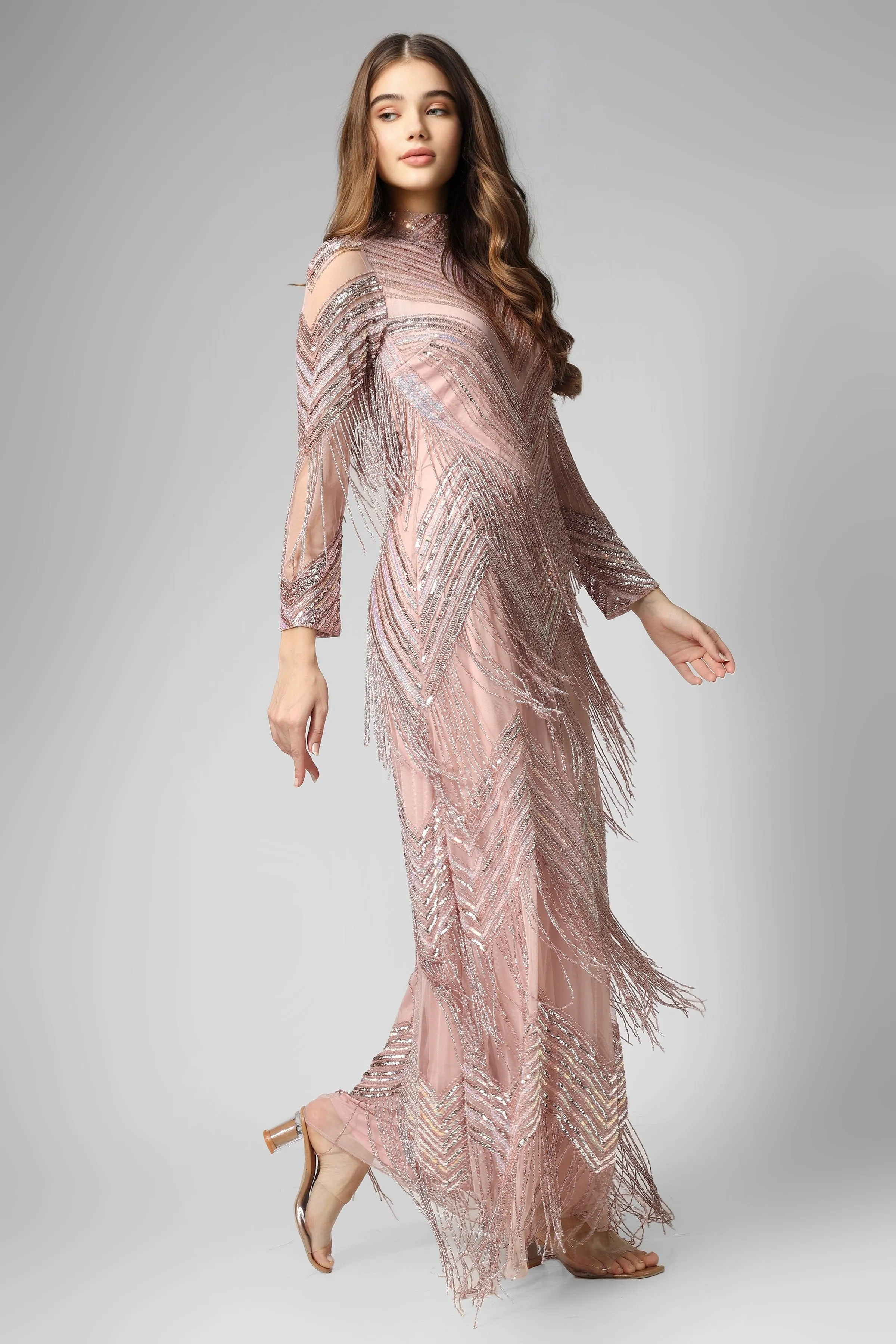 Nelissa Pink Fringe Dress