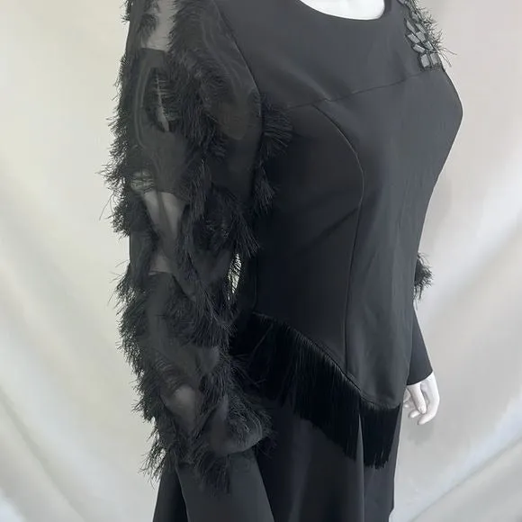 NWT Save The Queen Black Dress with Fringe/Beads/Lace