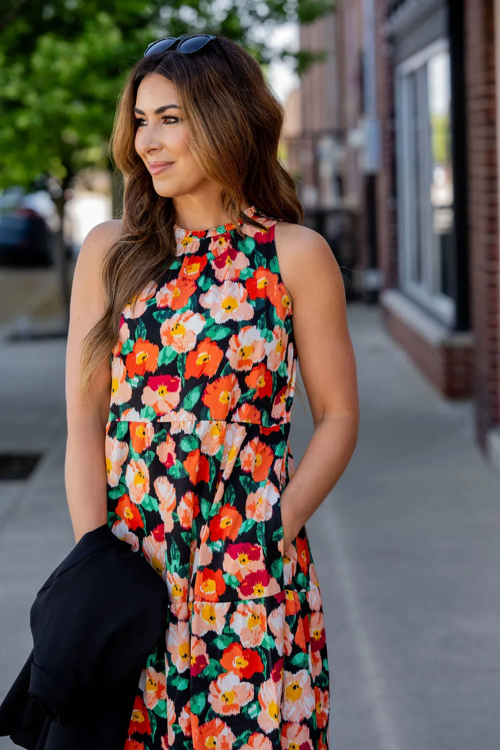 Painted Colorful Floral Tiered Maxi Dress