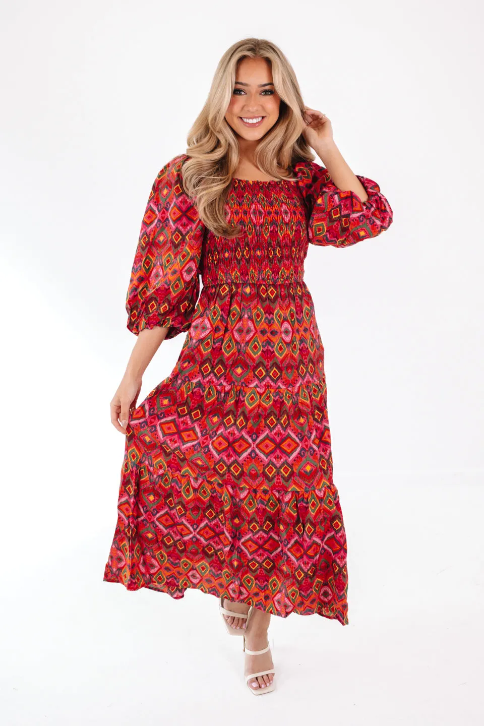 Playful Patterns Maxi Dress - Watermelon