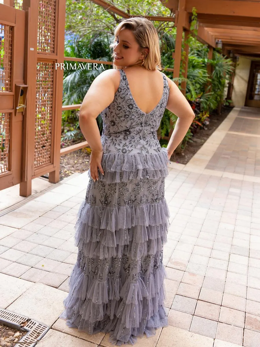 Primavera Plus Size Tiered Ruffle Prom Dress 14052