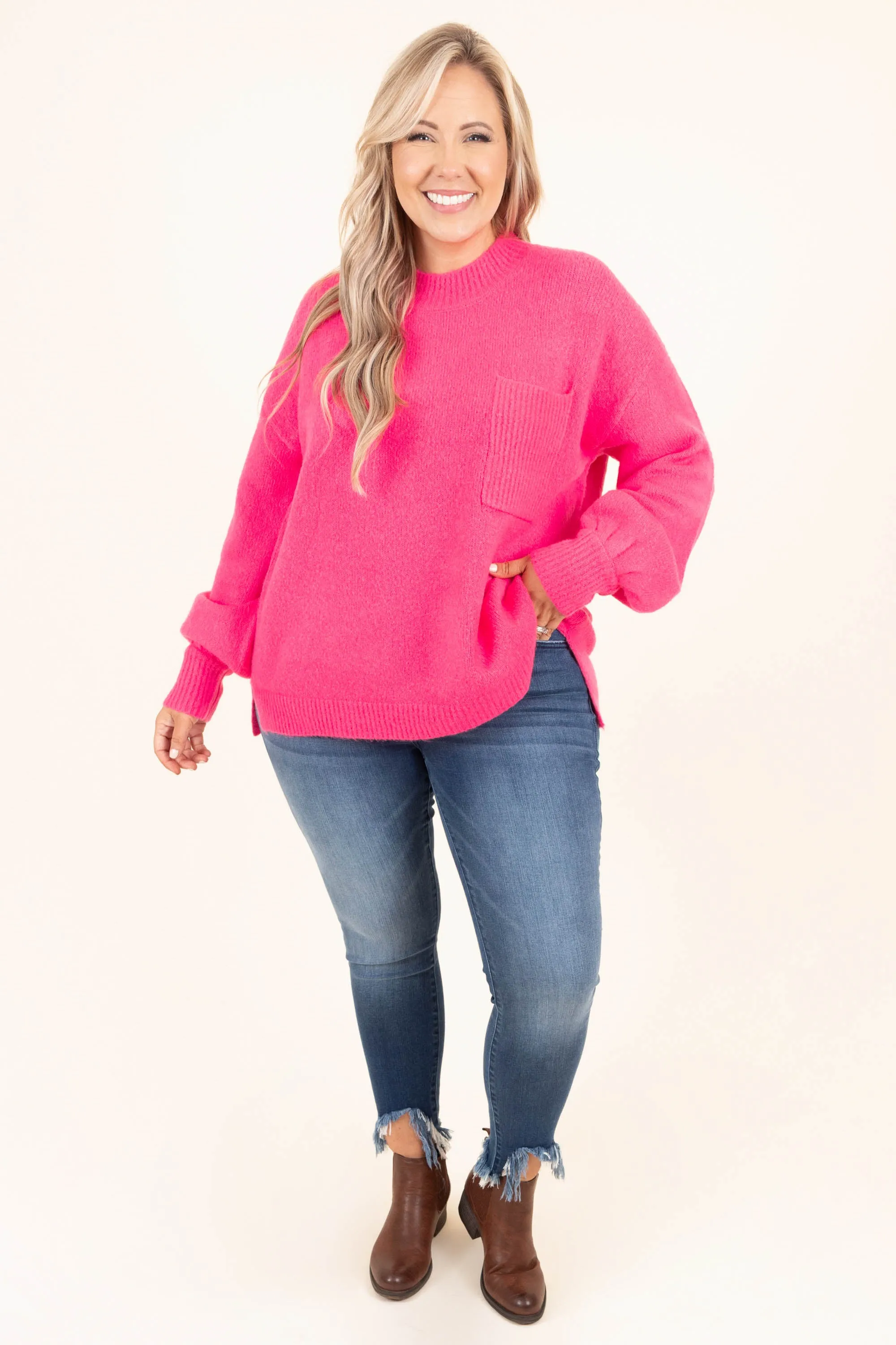 Reliable Love Sweater, Hot Pink