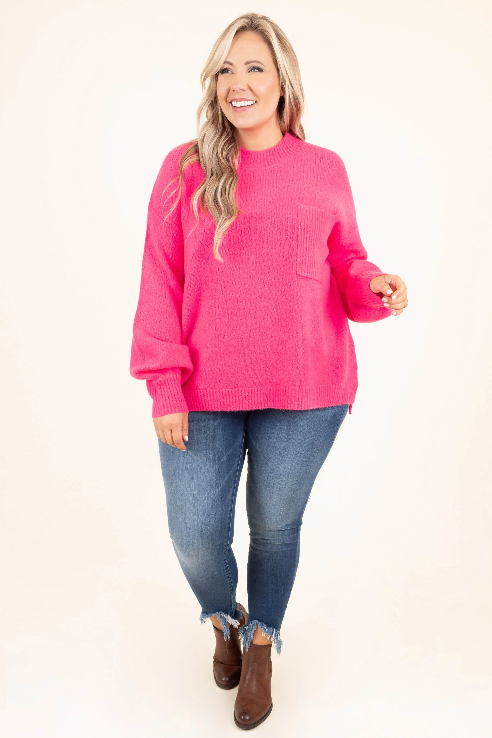 Reliable Love Sweater, Hot Pink