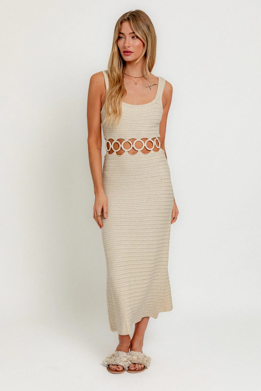 Rylan Crochet Midi Dress (Cream)