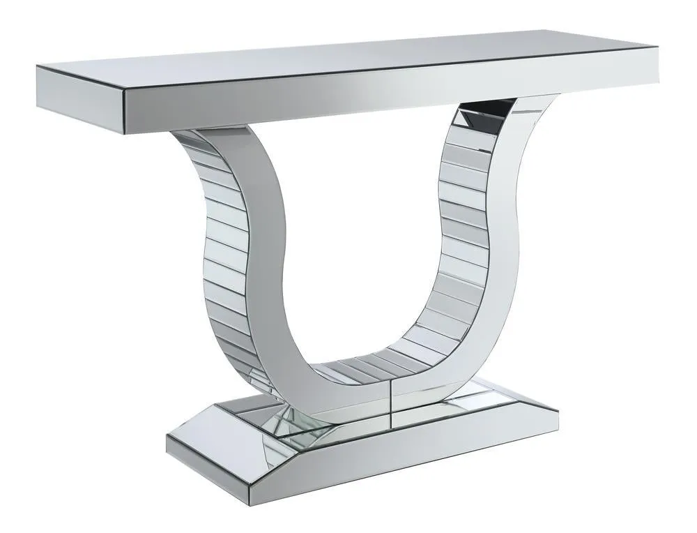 Saanvi Console Table with U-shaped Base Clear Mirror