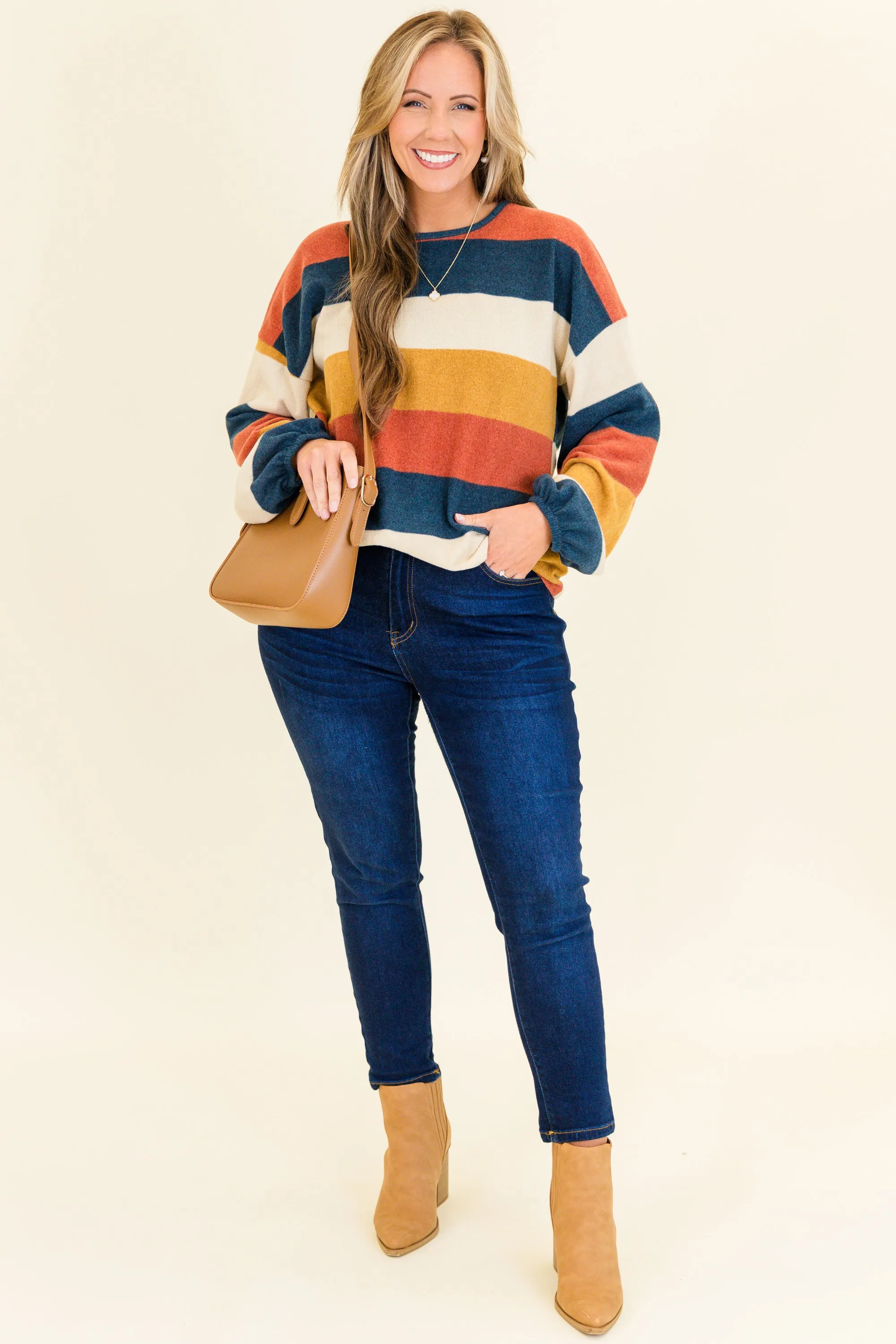 Sherbert Pop Sweater, Mustard-Rust