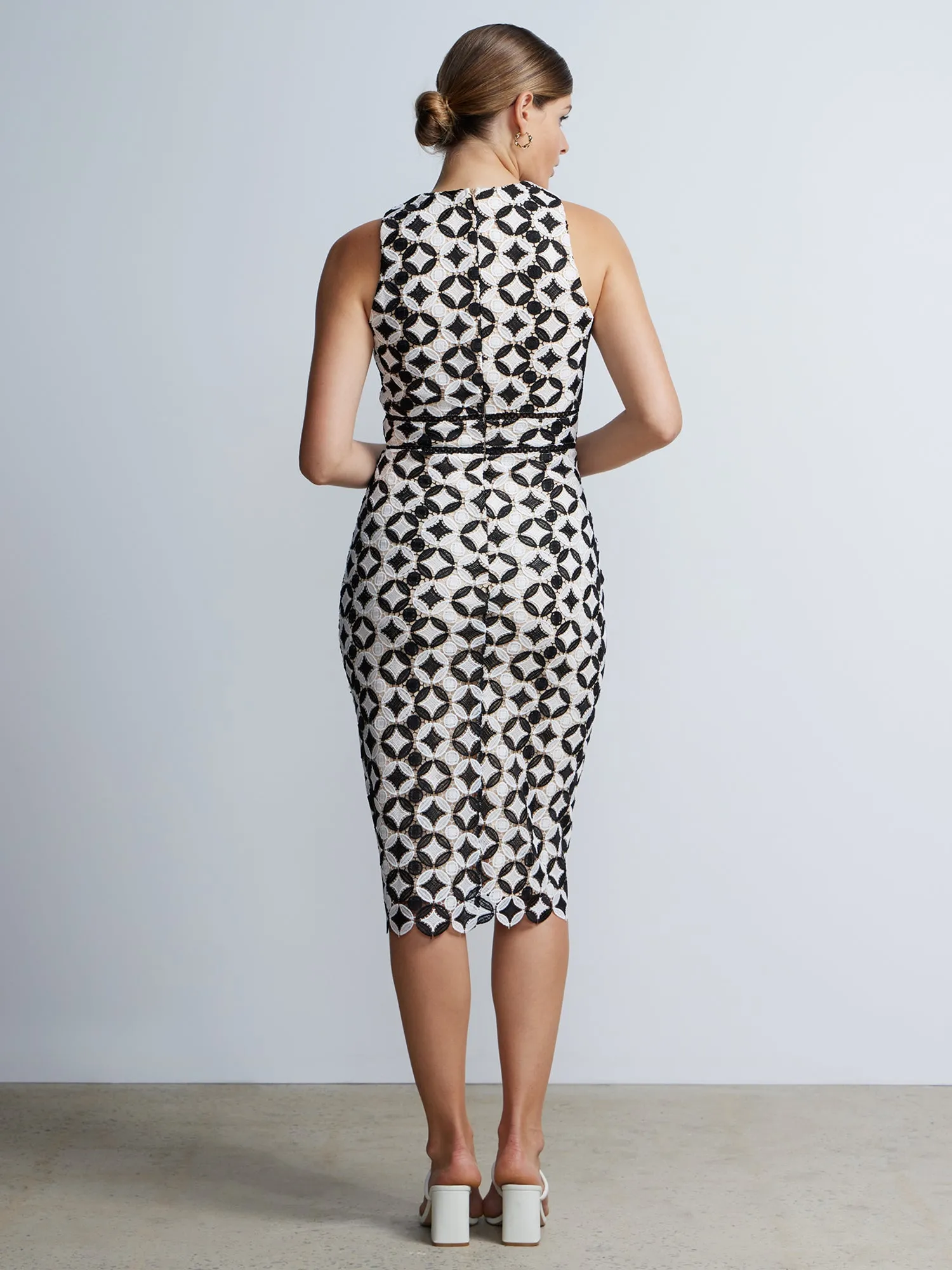 Sleeveless Lattice Waist Midi Dress