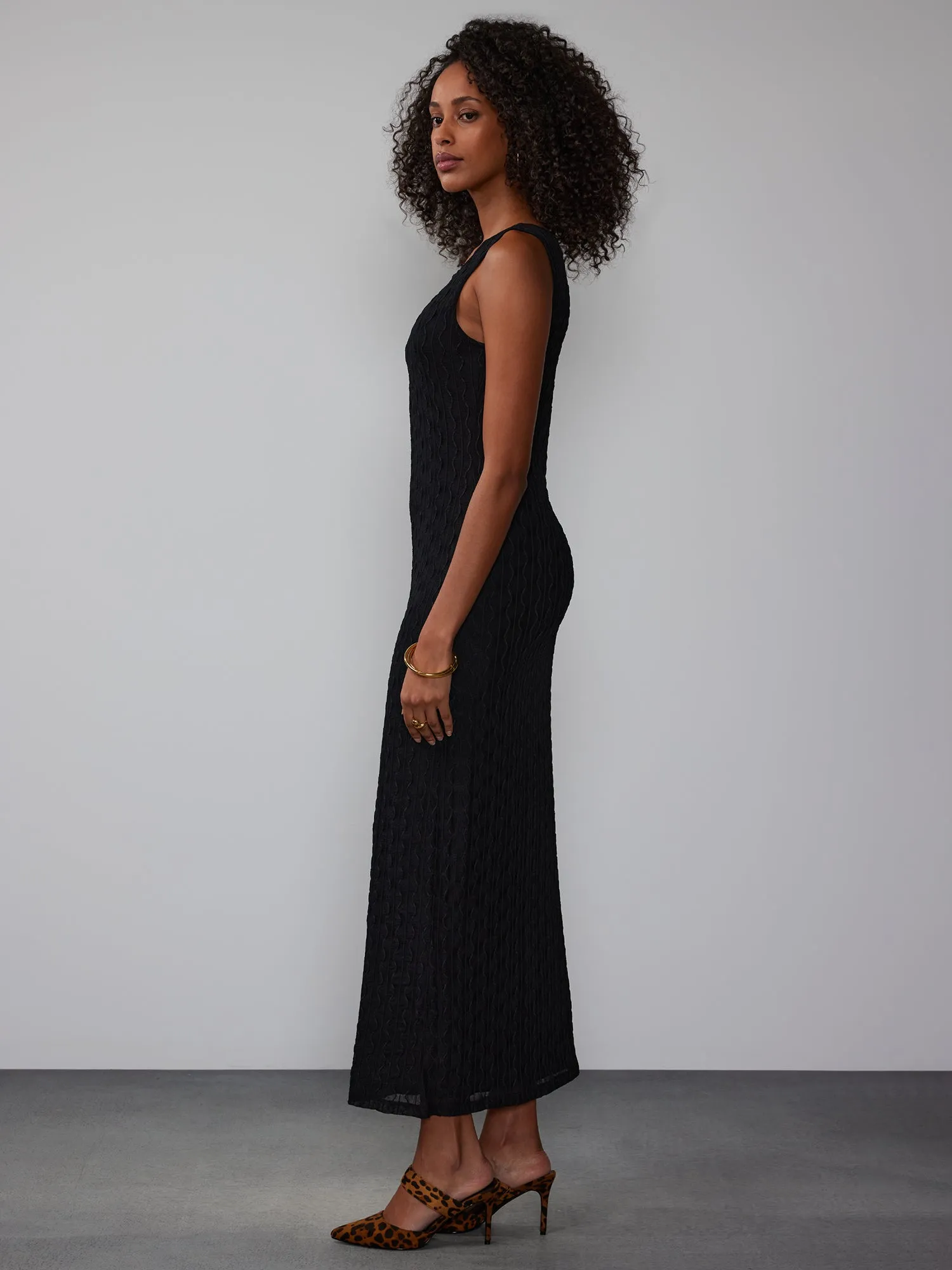 Sleeveless Textured Maxi Dress