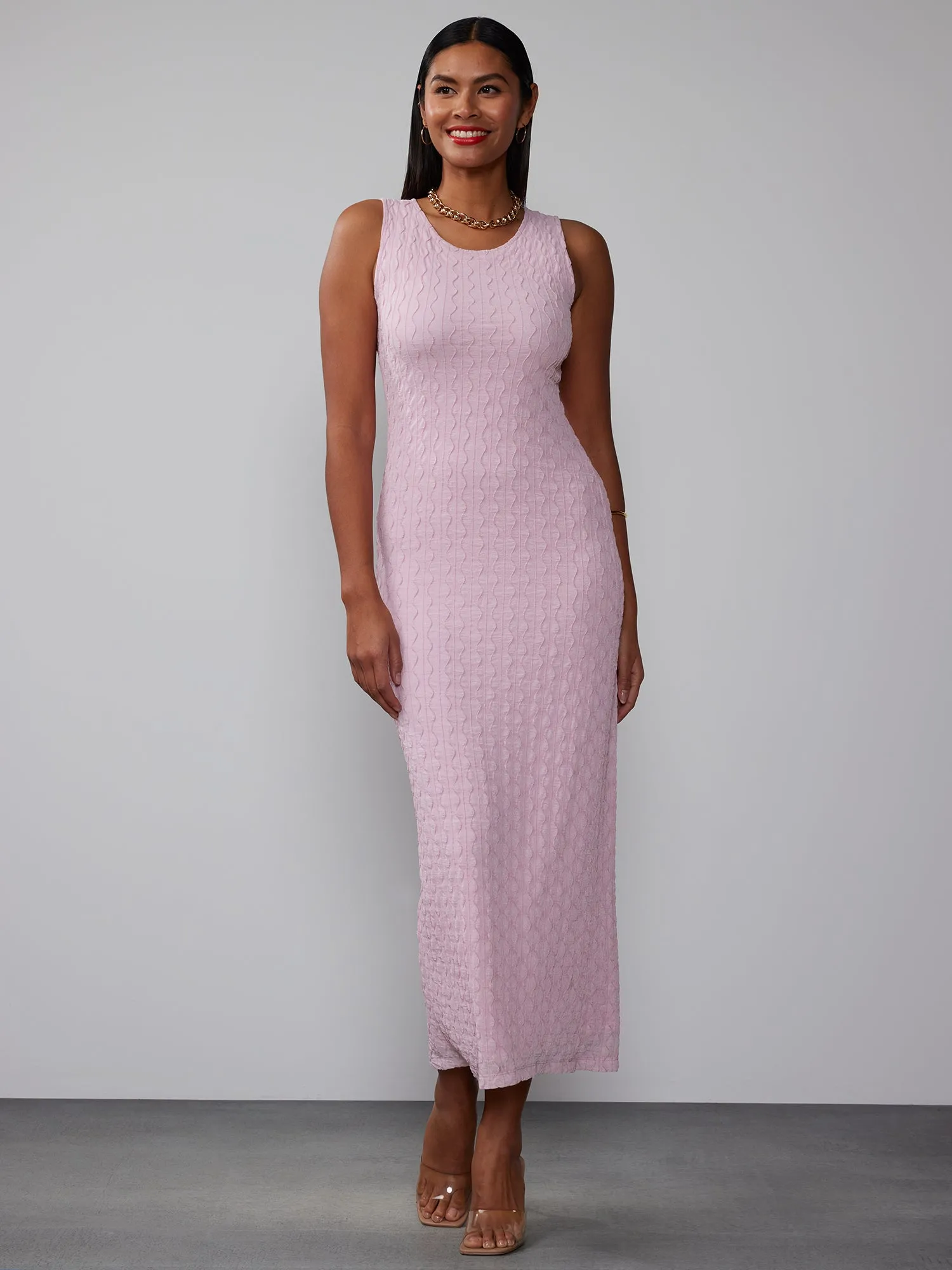 Sleeveless Textured Maxi Dress