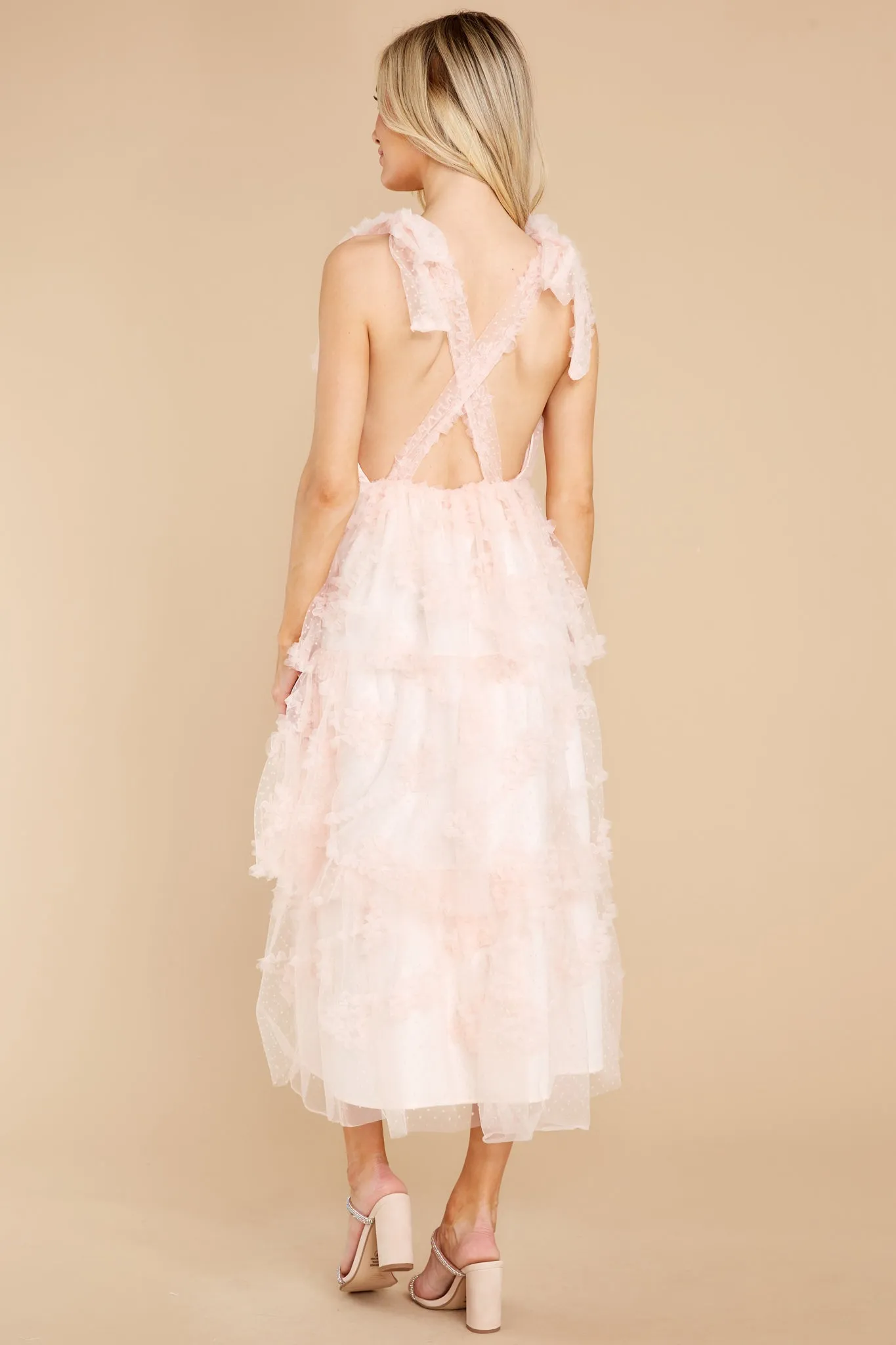 Stolen Glances Light Pink Midi Dress