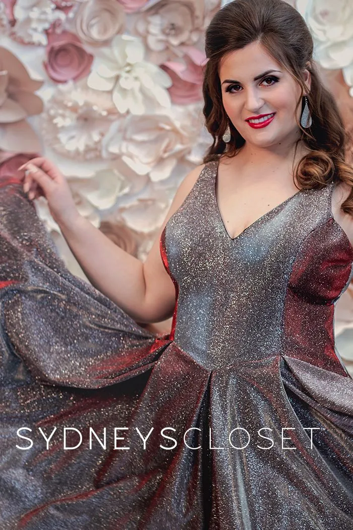 Sydney's Closet SC8100 Cosmic Cobalt cocktail dress plus sized holographic size 14