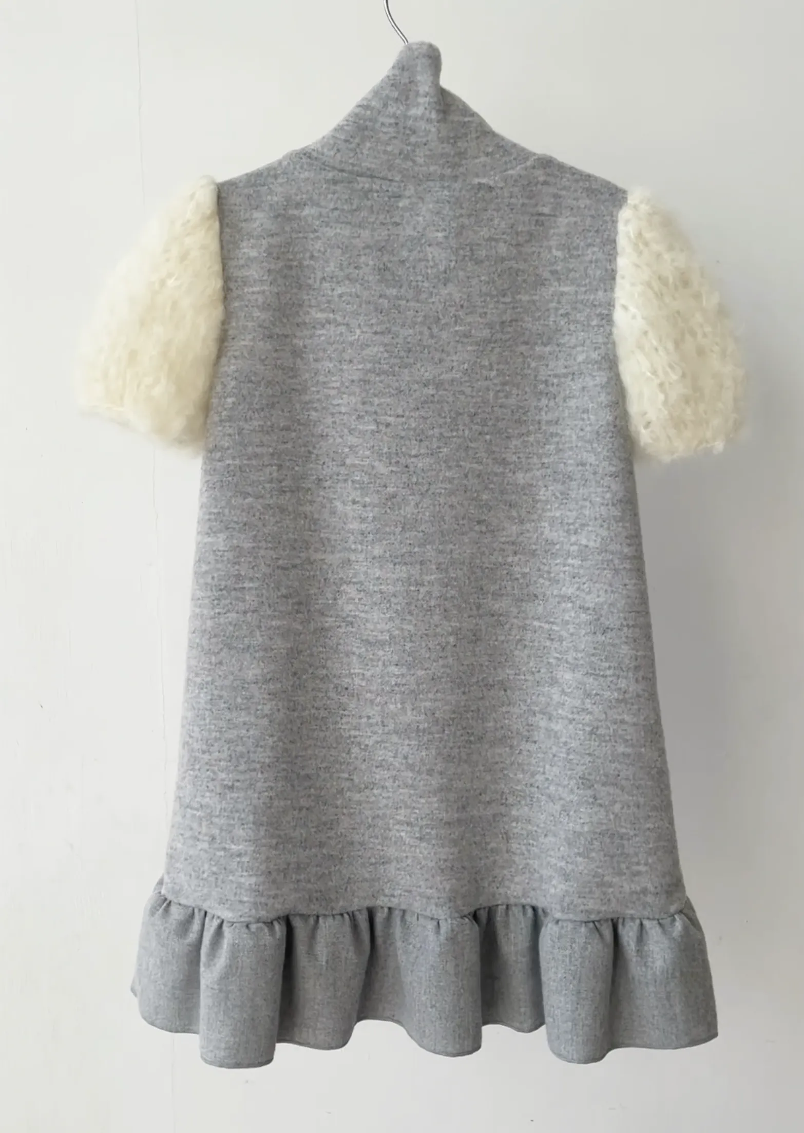 TAGO A-Line Dress with Knit Sleeves in Grey