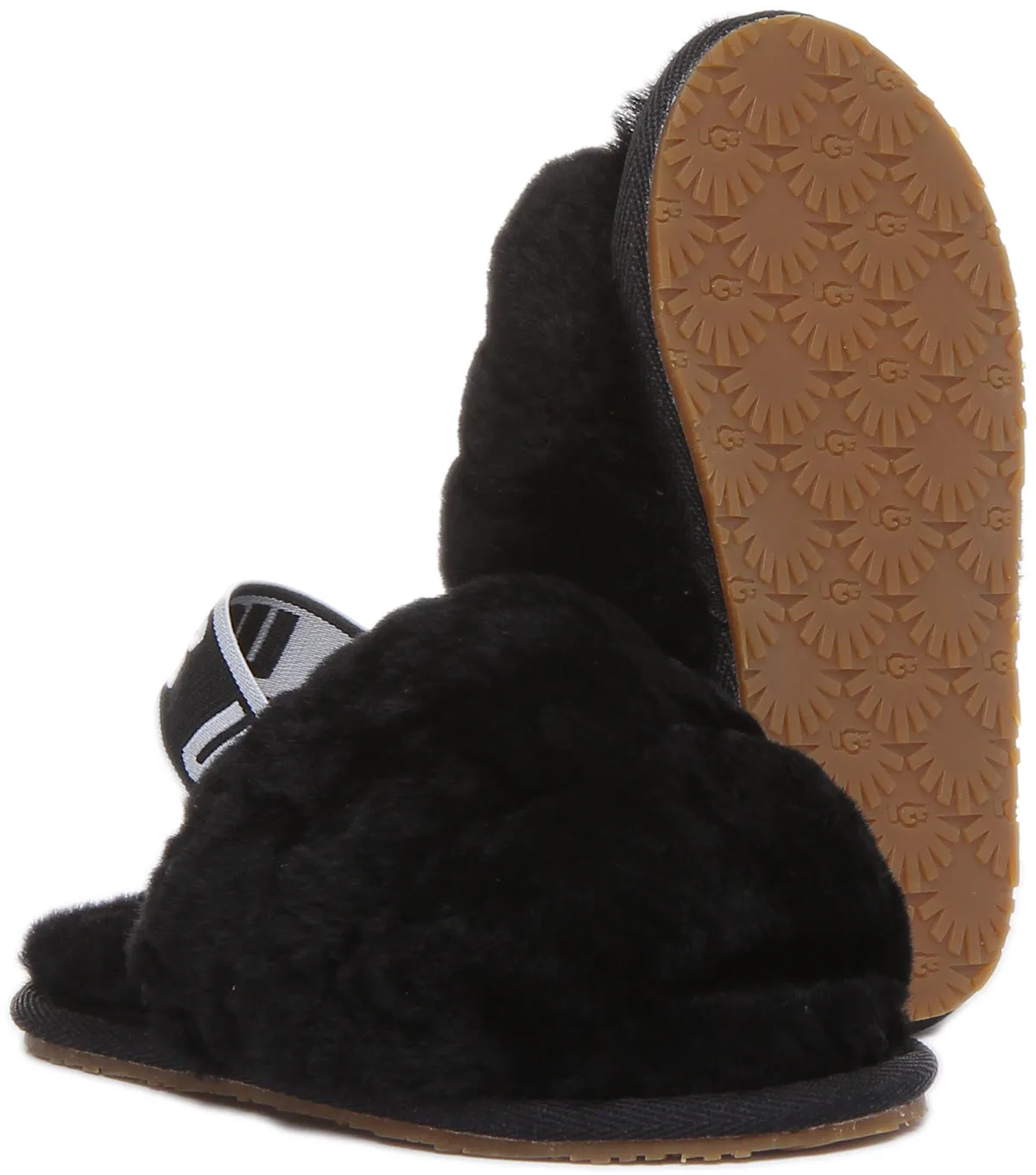 Ugg Australia Fluff Yeah Slides In Black For Infants