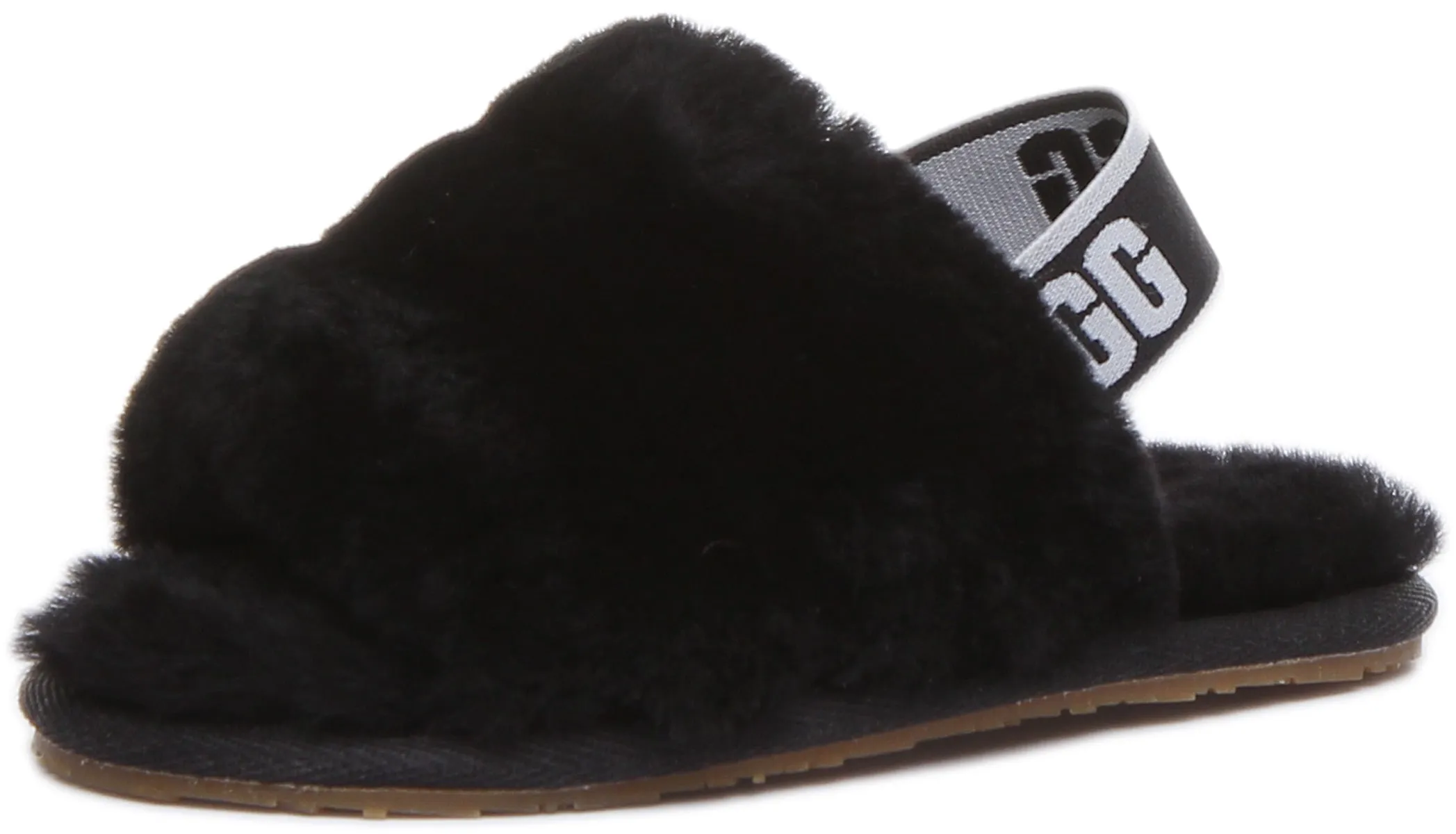 Ugg Australia Fluff Yeah Slides In Black For Infants