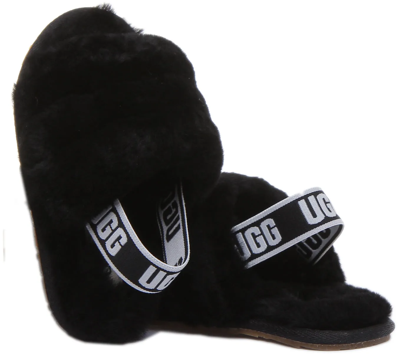 Ugg Australia Fluff Yeah Slides In Black For Infants