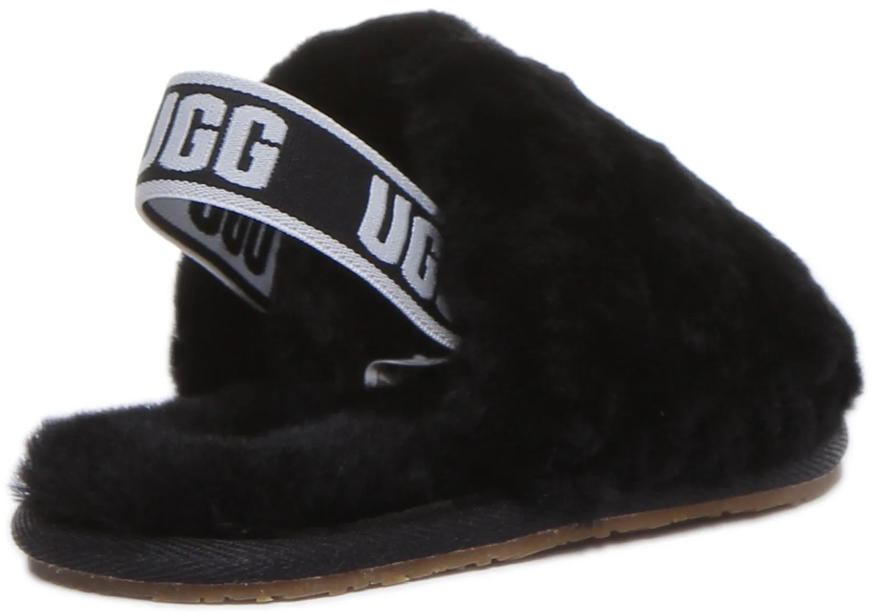 Ugg Australia Fluff Yeah Slides In Black For Infants