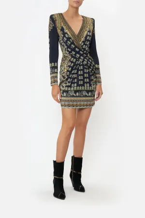 V Neck Cross Front Dress - Its All Over Torero