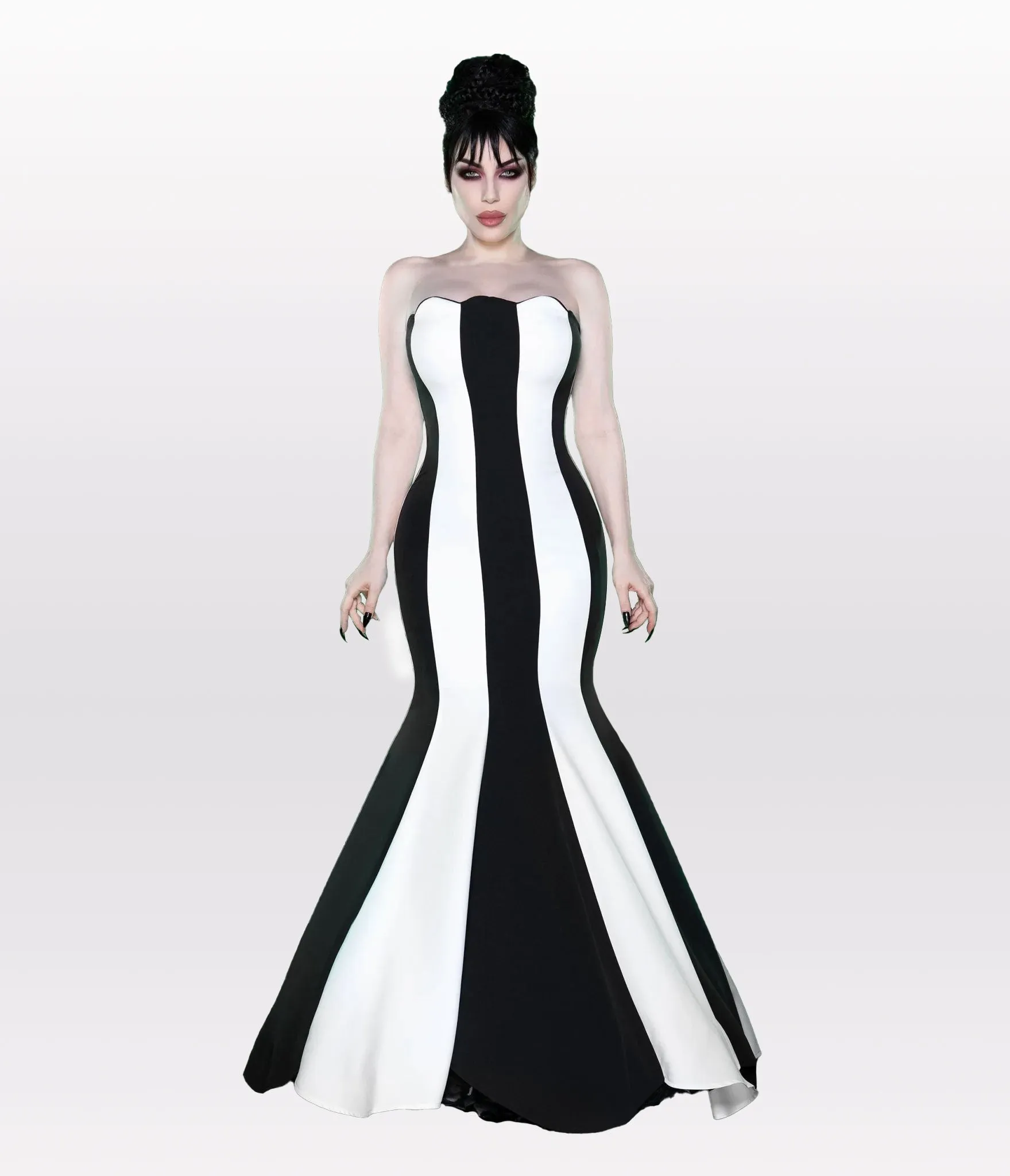 Weasel Wear Black & White Striped Sandworm Gown