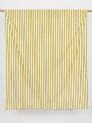 Wide Stripe Cotton Poplin Shirting - Mustard   White - Swatch