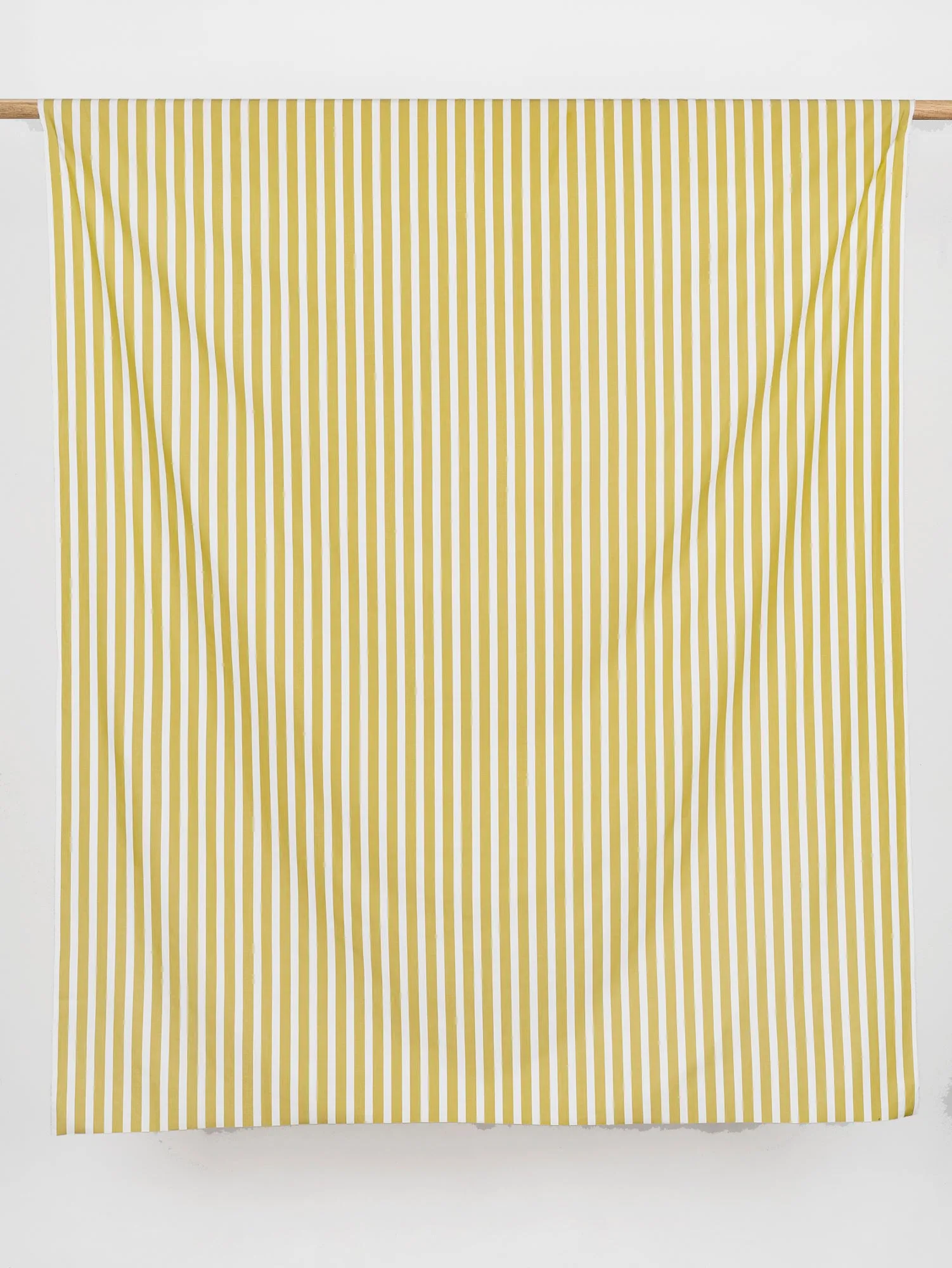 Wide Stripe Cotton Poplin Shirting - Mustard   White - Swatch